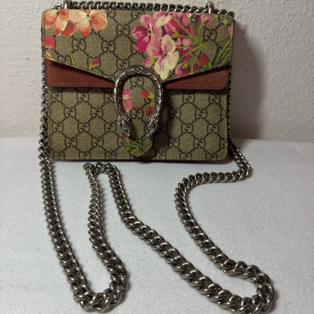 Gucci Beige and Brown Floral Dionysus Crossbody Bag